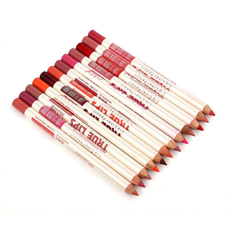 12-Piece Waterproof Lip Liner Set — Smooth, Mixed Colors for Easy Application
