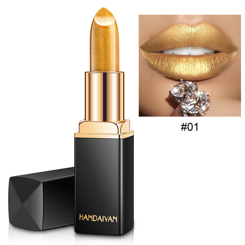 Shiny Metallic Gold Lipstick Pearlescent Color