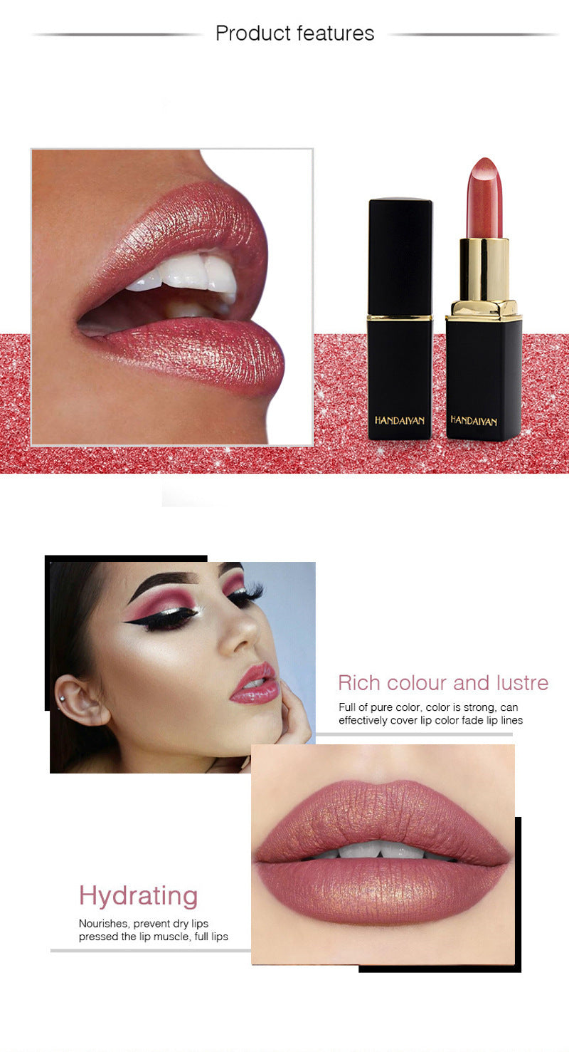 Shiny Metallic Gold Lipstick Pearlescent Color