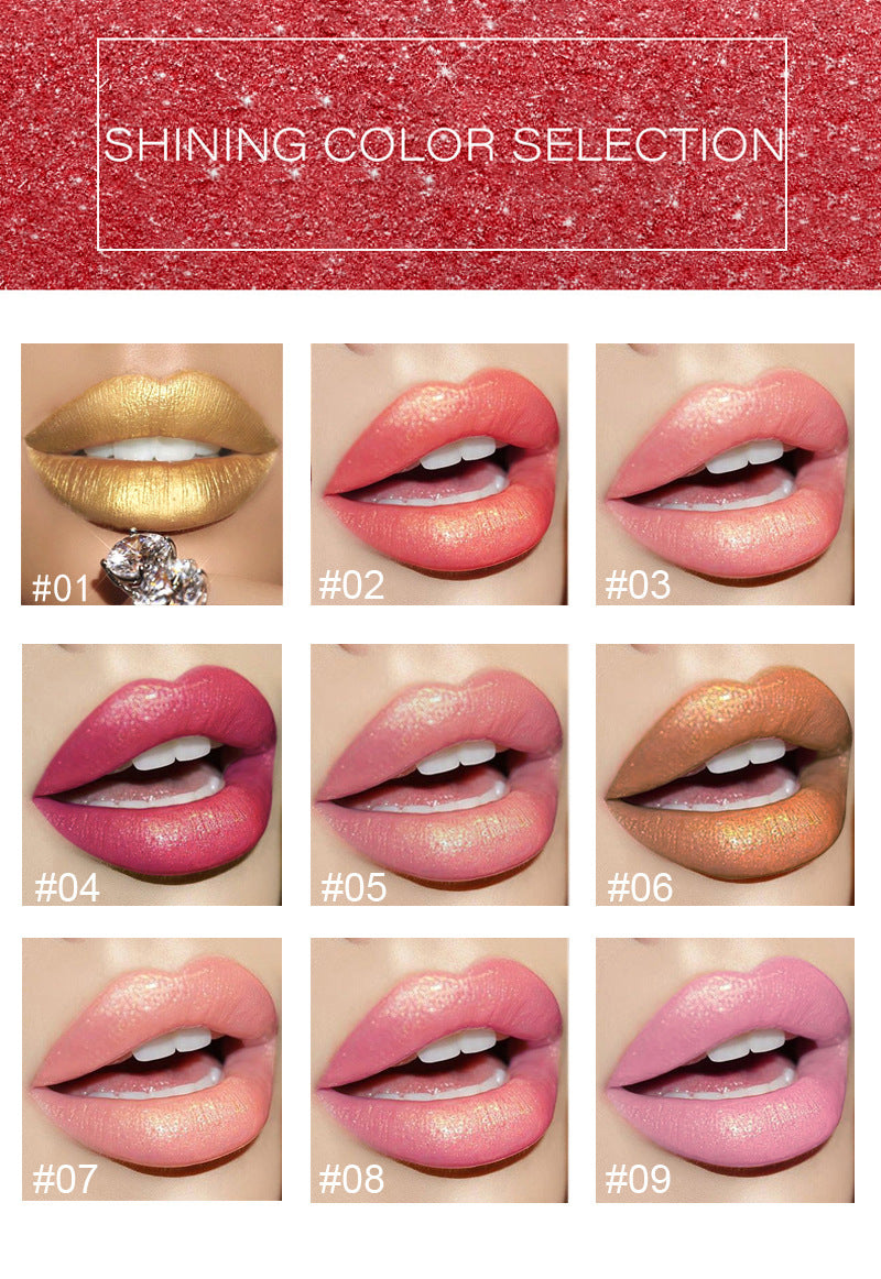Shiny Metallic Gold Lipstick Pearlescent Color