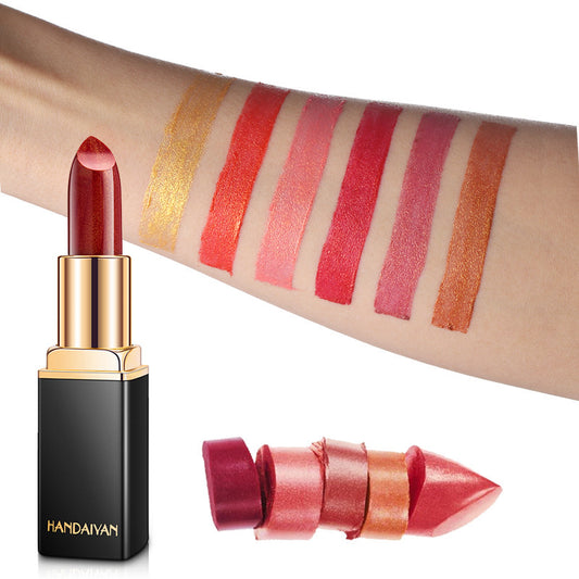Shiny Metallic Gold Lipstick Pearlescent Color