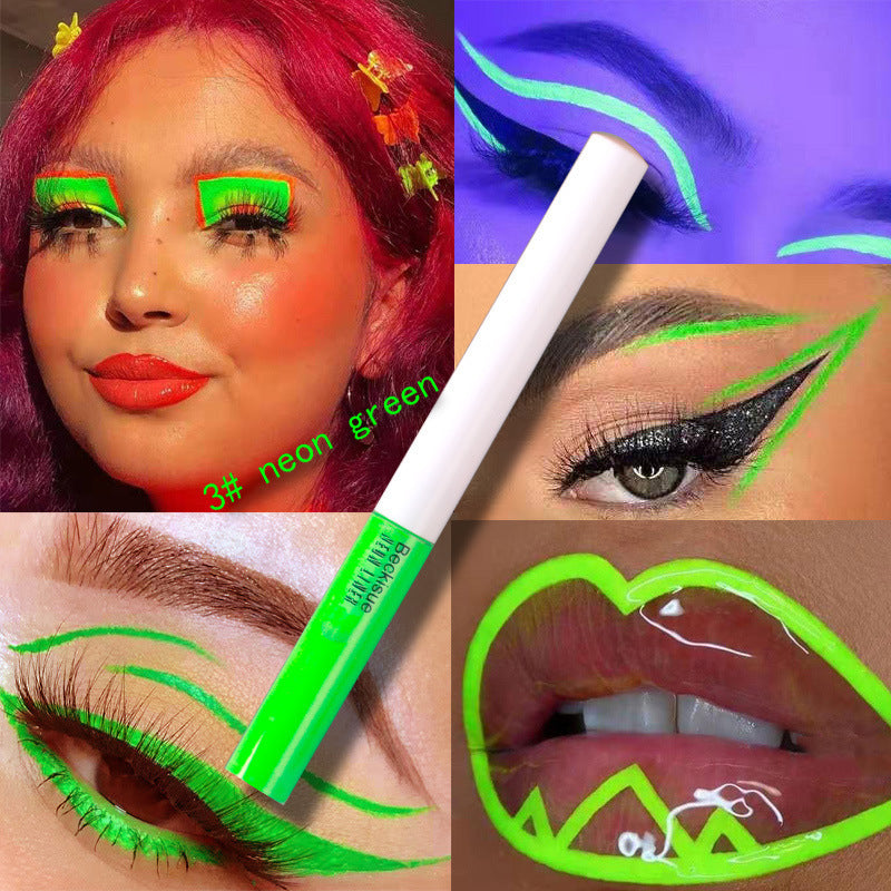 Pro UV Neon Liquid Glitter Eyeliner – Quick-Dry, Glow-in-the-Dark Makeup Kit for Eyes & Lips