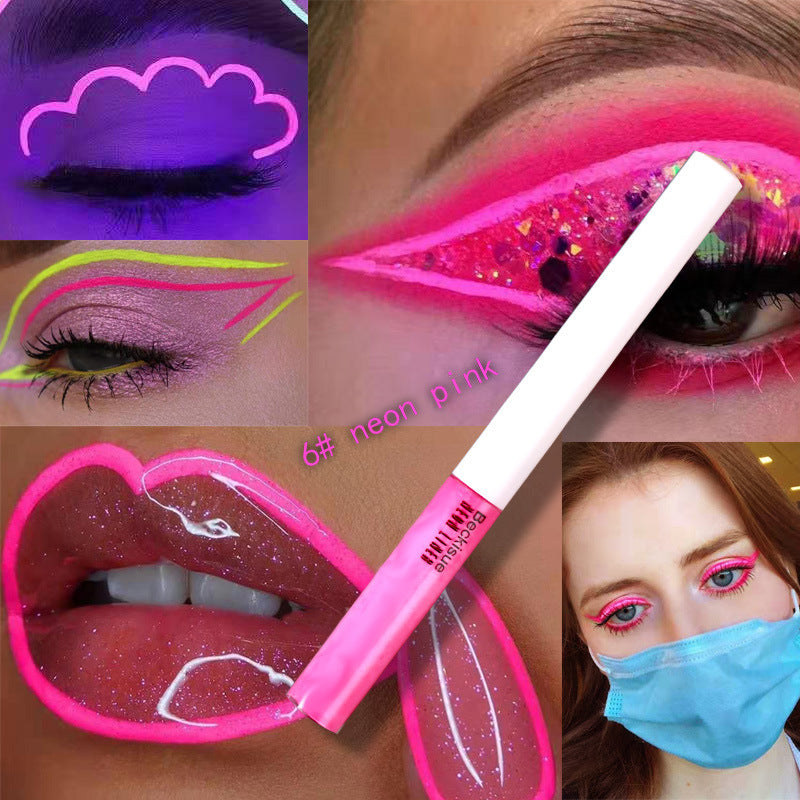 Pro UV Neon Liquid Glitter Eyeliner – Quick-Dry, Glow-in-the-Dark Makeup Kit for Eyes & Lips