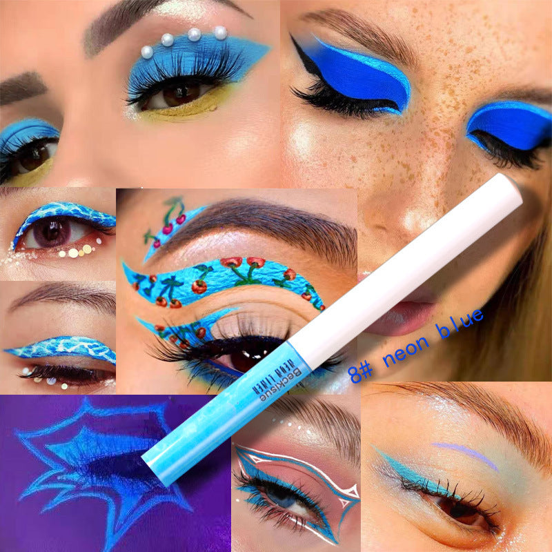 Pro UV Neon Liquid Glitter Eyeliner – Quick-Dry, Glow-in-the-Dark Makeup Kit for Eyes & Lips