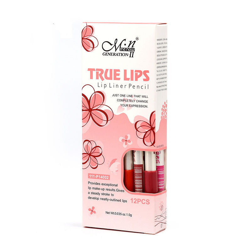 12-Piece Waterproof Lip Liner Set — Smooth, Mixed Colors for Easy Application