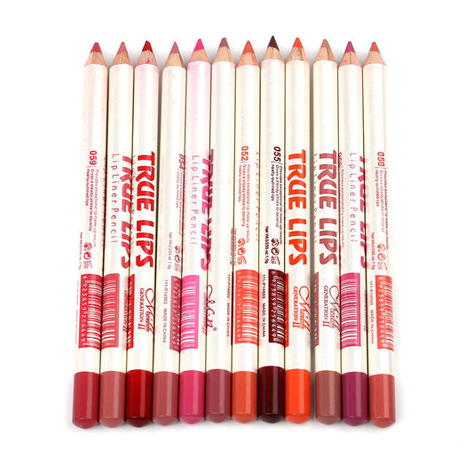 12-Piece Waterproof Lip Liner Set — Smooth, Mixed Colors for Easy Application