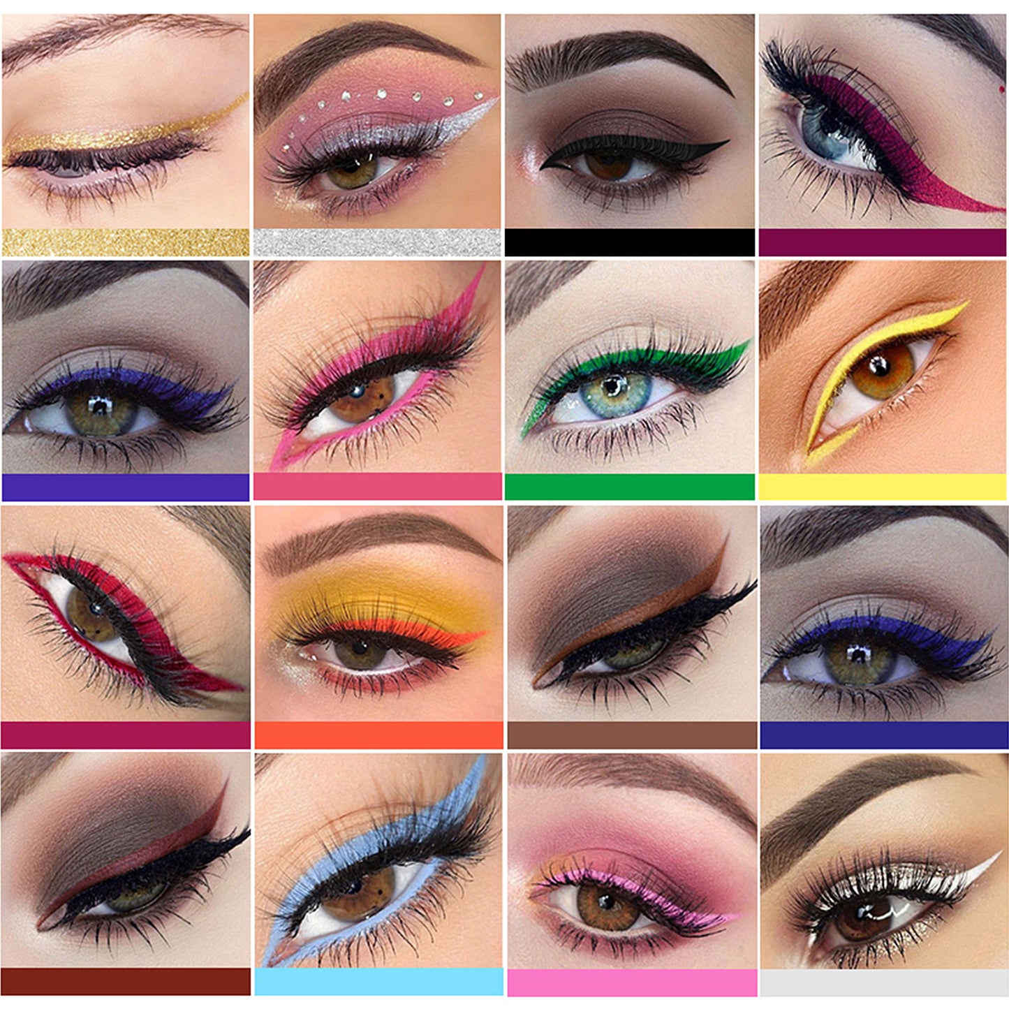 16-Color Liquid Eyeliner Set – Waterproof, Smudge-Proof & Lip-Loving Too