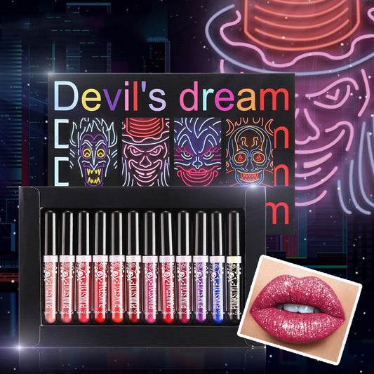 12Pcs Liquid Lipstick Set Makeup Diamond Symphony Lip Gloss Long Lasting Moisturizing Lip Glaze Glitter Cosmetic