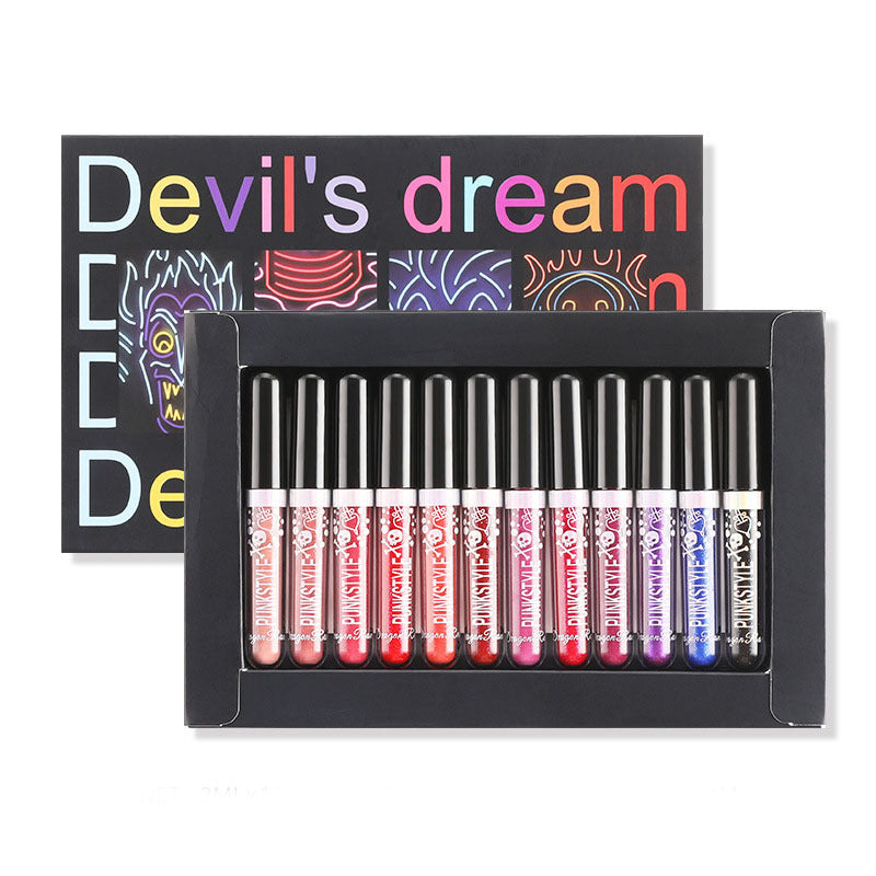 12Pcs Liquid Lipstick Set Makeup Diamond Symphony Lip Gloss Long Lasting Moisturizing Lip Glaze Glitter Cosmetic